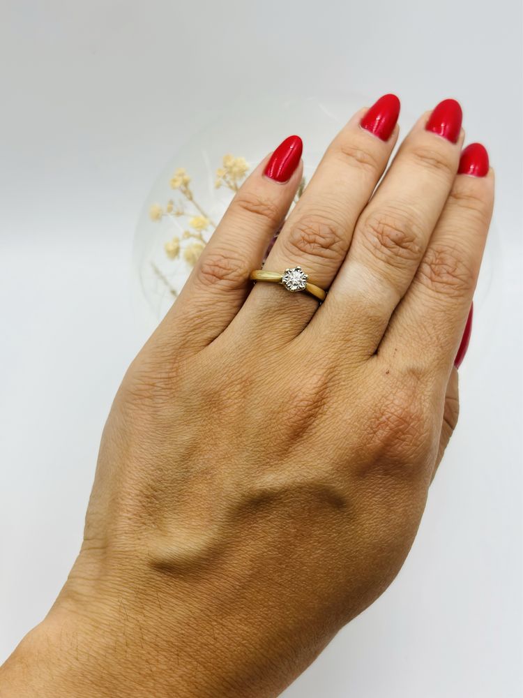 Pierścionek Złoty z Brylantem 0.15ct 585/14k 2.03g roz13 Certyfikat