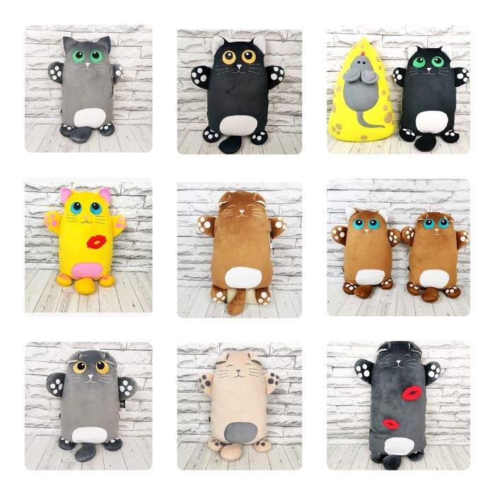 Подушки-обнимашки.Мягкая игрушка Котик. Волк. Мопс. Бульдог. Свинка