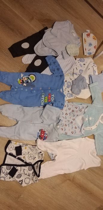 Zestaw, duża paka ubranek dla chłopca rozm 56, wyprawka dla noworodka