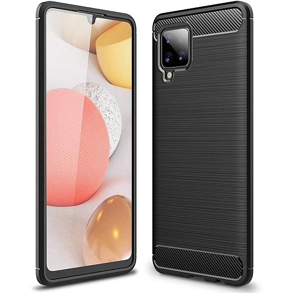 Carbon Case elastyczne etui pokrowiec Samsung Galaxy A42/5G czarny