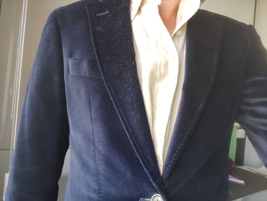 Blazer de veludo azul oficina Mustra - S Novo