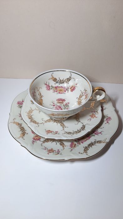 Zestaw Bareuther Bavaria trio porcelanowe