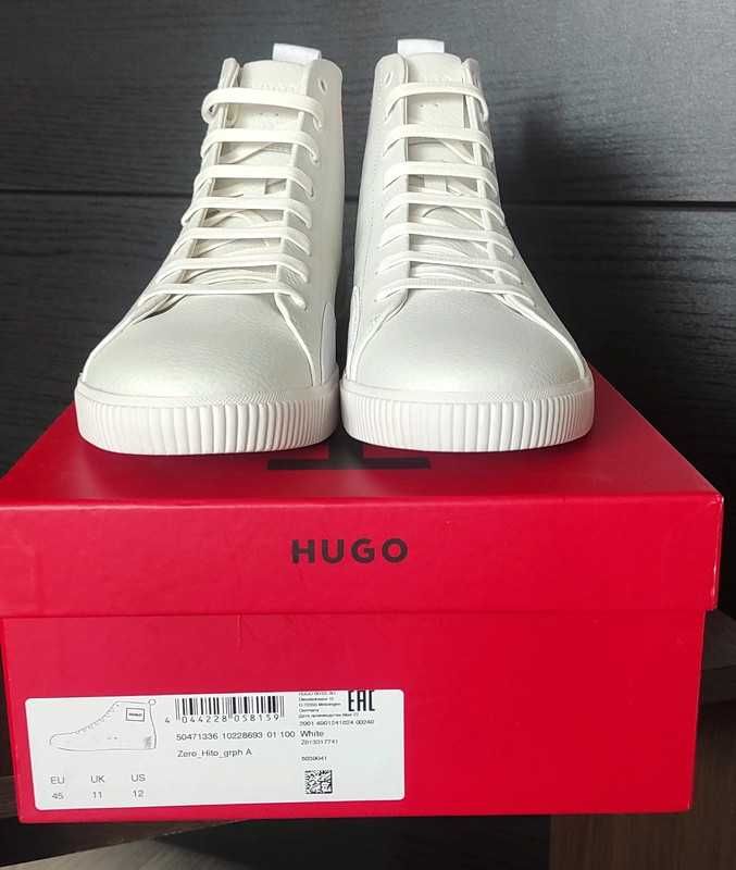 Nowe sneakersy wysokie męskie Hugo Zero Hito białe, r. 45