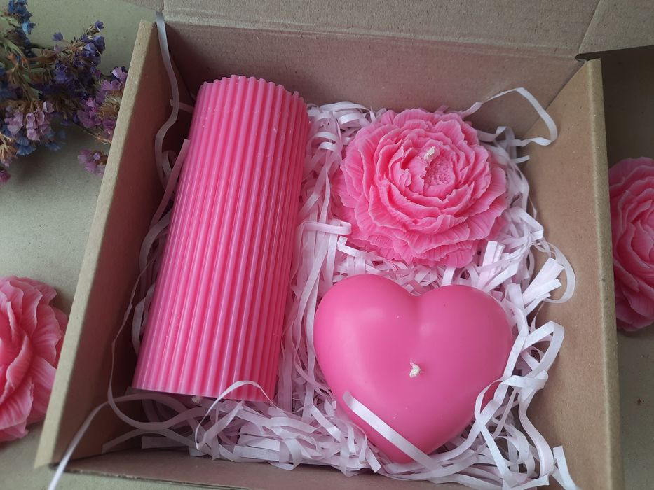 Подарунковий набір "For you"  свічки з оливкового воску ручна робота