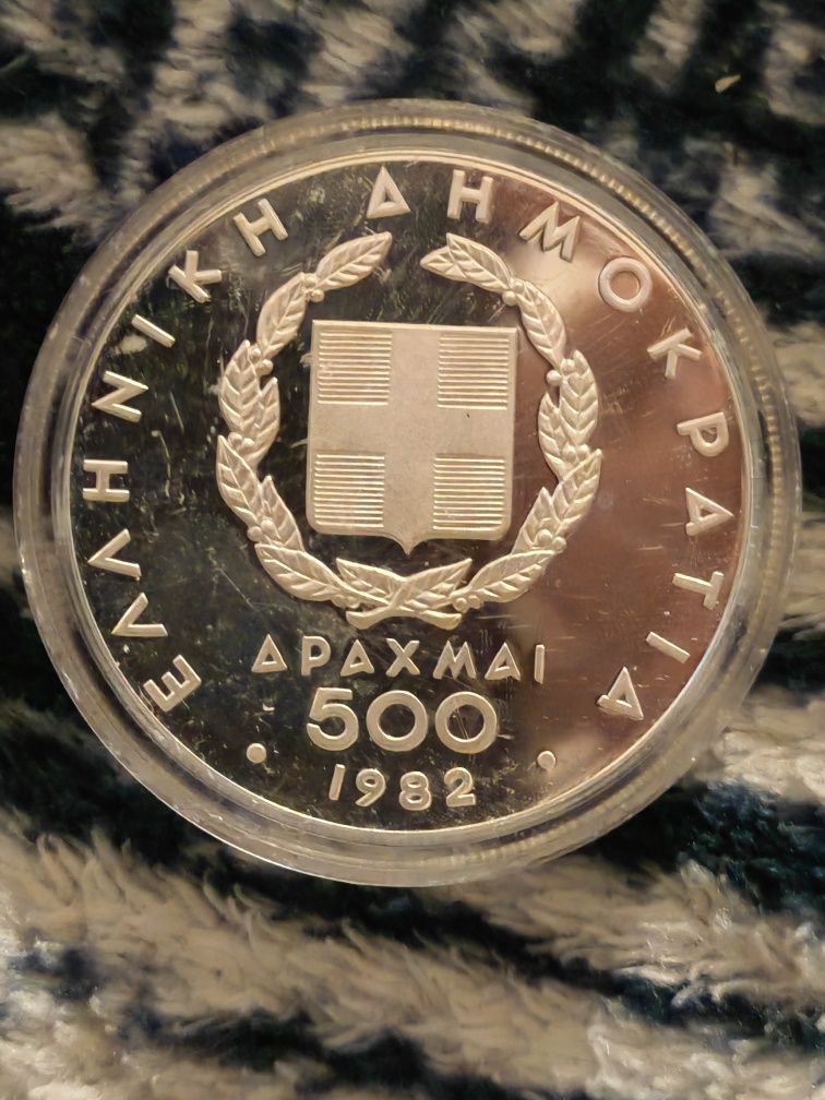 Moneta Srebrna 500 drachm 1982r Grecja