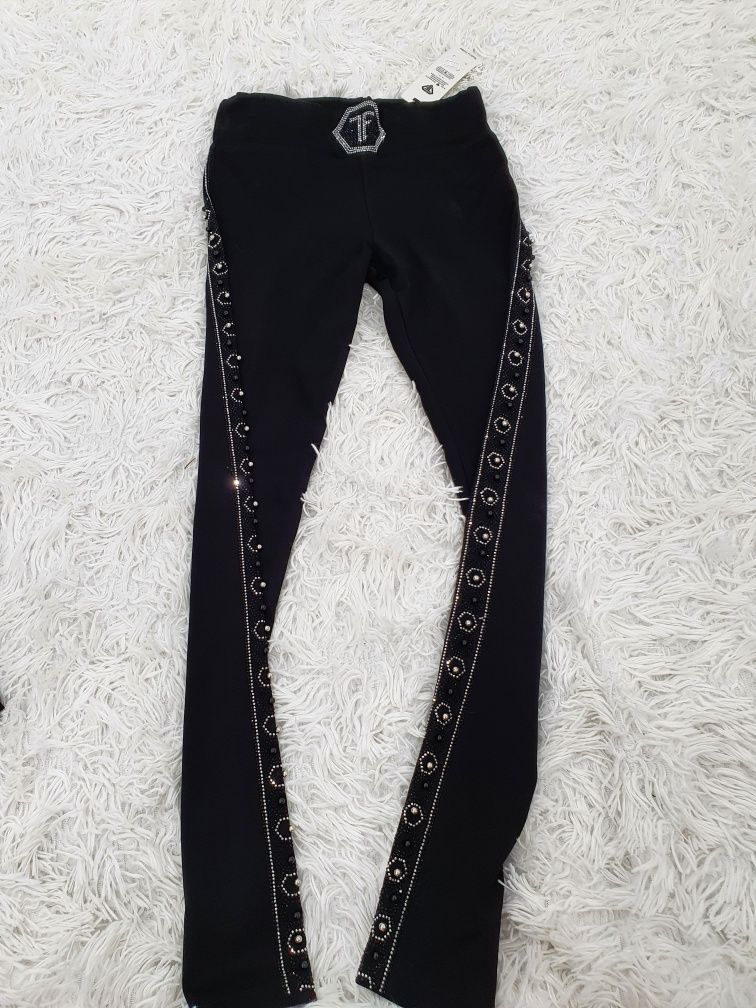 Legginsy TF Fashion 36 czarne cyrkonie 100% bawełna