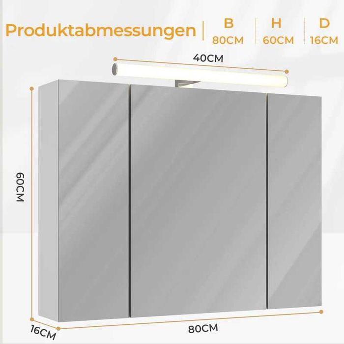 Nowa szafka łazienkowa / regał / półka / LED / 90x60x16CM !N90!