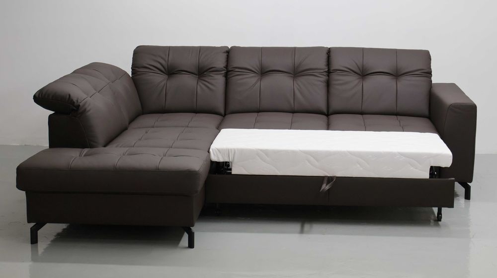 TLK SKÓRA NATURALNA NAROŻNIK funkcja spania SOFA kanapa brązowa salon