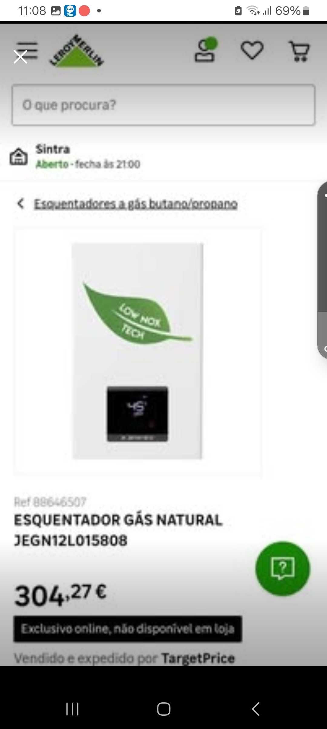 Esquentador gás natural