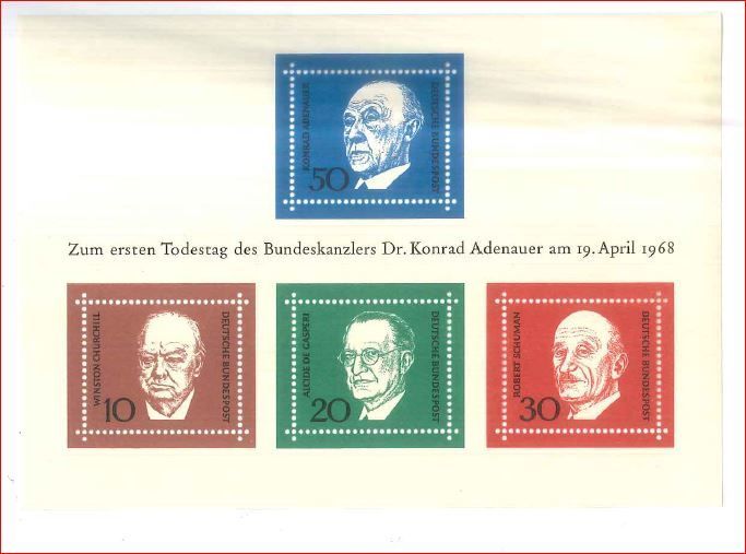 Znaczki pocztowe Briefmarken Zum ersten Todestag des Dr Adenauer 1968