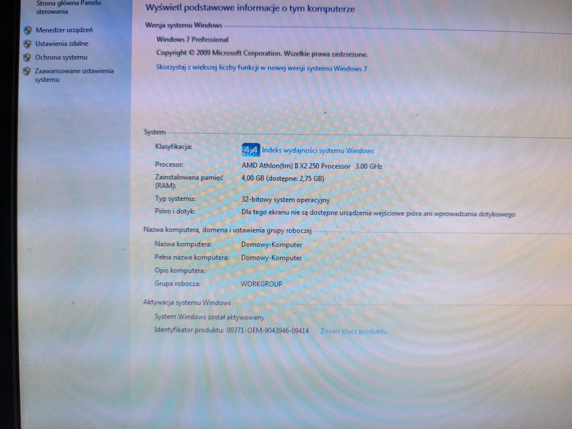 Komputer Athlon 250 3GHz, HDD 500GB, Windows 7