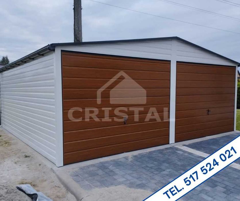 Garaż blaszany, garaż blaszak 6x5,8 ORZECH - 100% PROFIL ZAMKNIĘTY