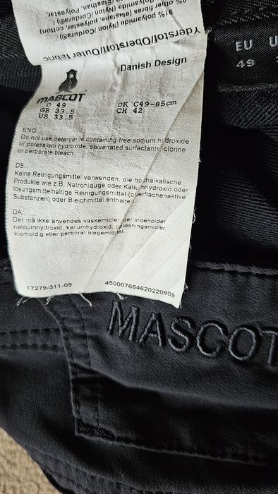 Spodnie Mascot Advanced stretch i Cordula r. 49