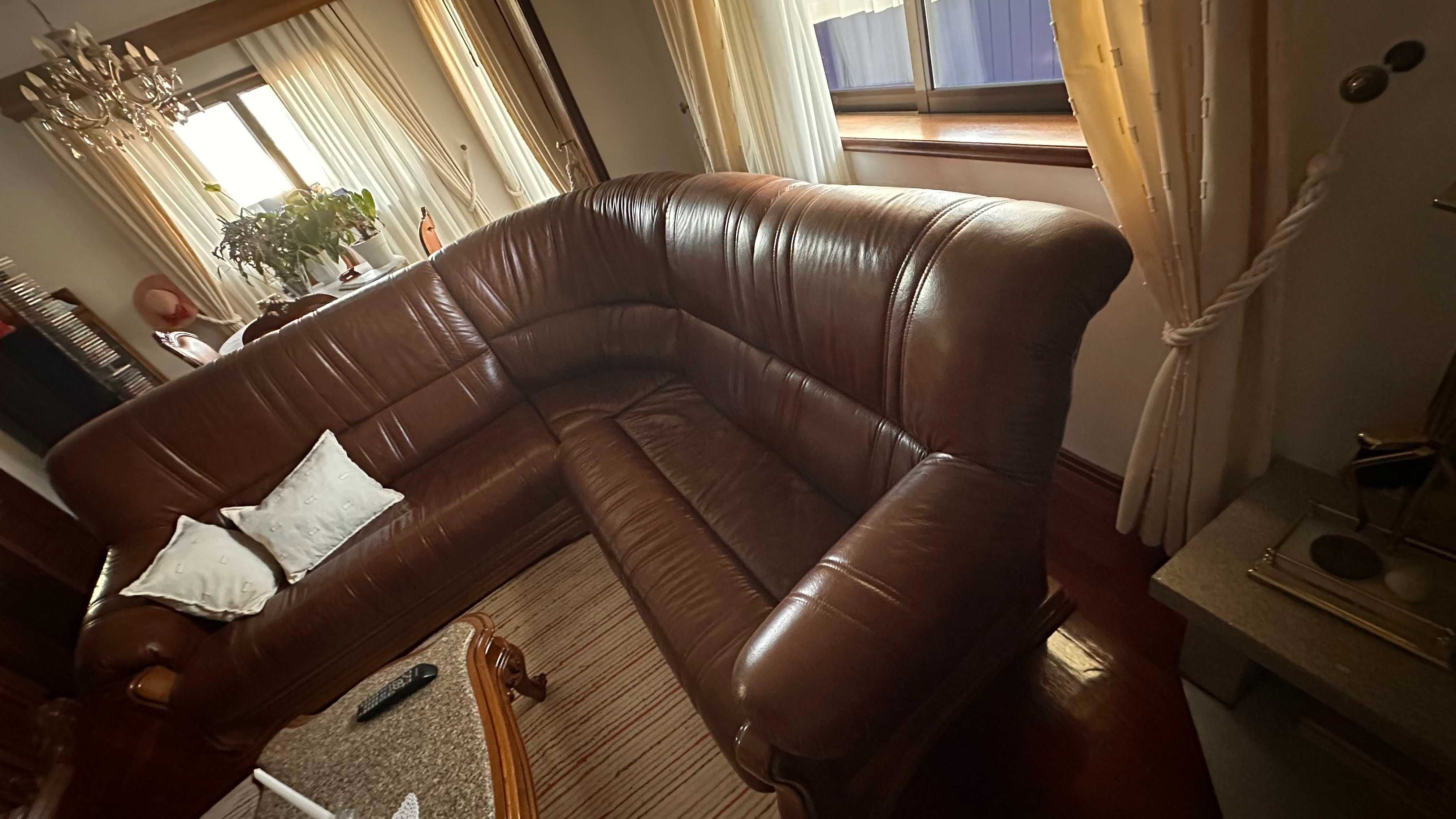 Sofa de Canto em Pele Italiana