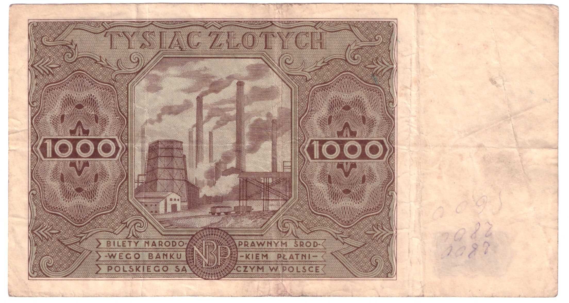 Banknot PRL, 1.000 złotych 1947 - st. -3