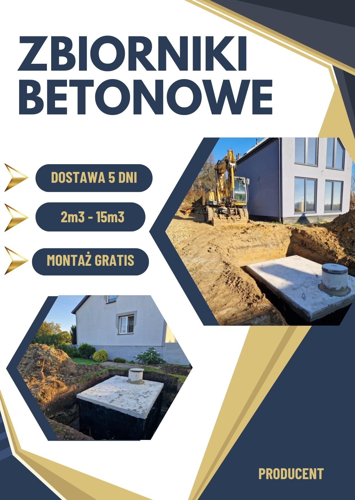 SZAMBO Szamba betonowe 8,9,10,12,13,14m3 Zbiorniki na deszczówkę