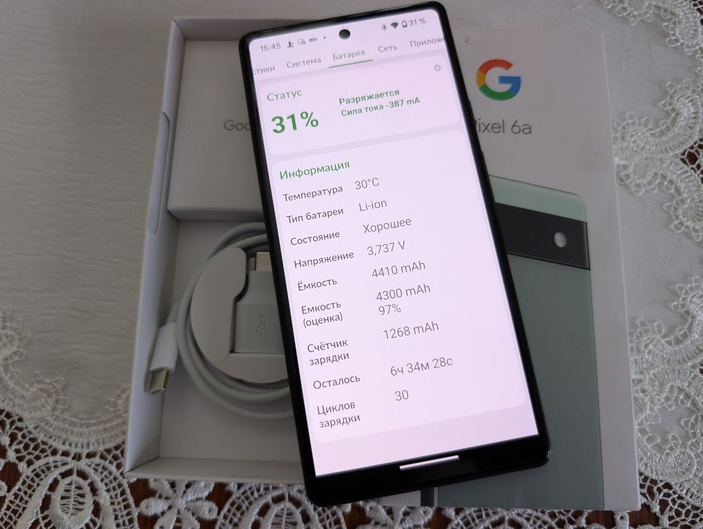 ІДЕАЛ Google Pixel 6a  Sage 6-128Gb/30 циклів/Neverlock/NFC/ Без Вигор