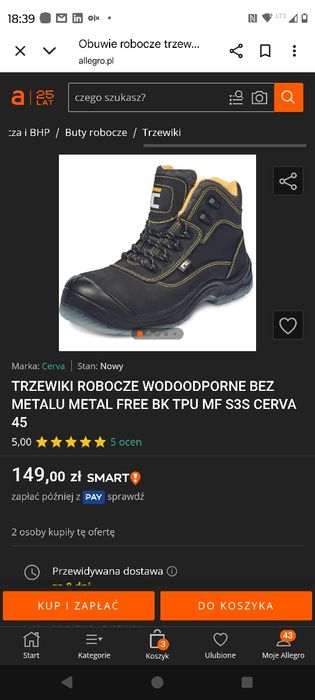 Buty robocze Cerva S3 rozmiar 43