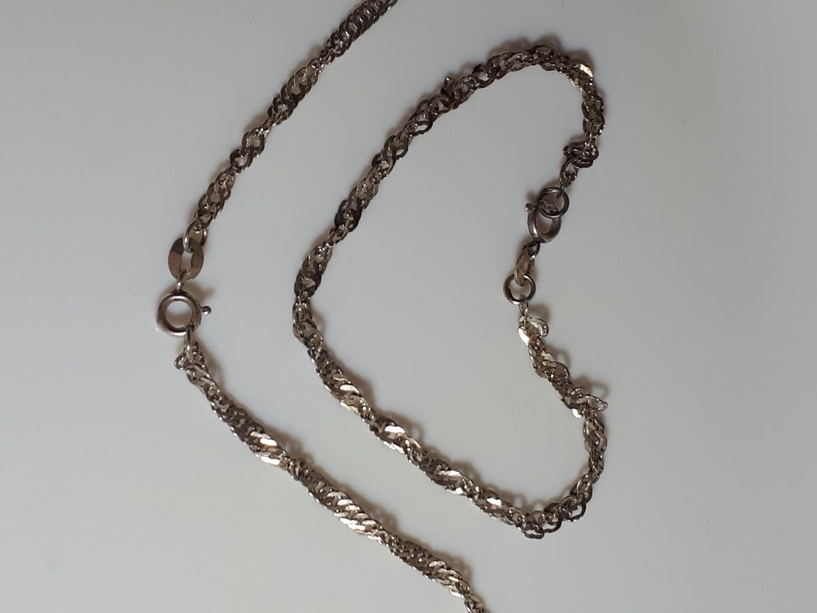 Srebrny łańcuszek i bransoletka 925 singapurka