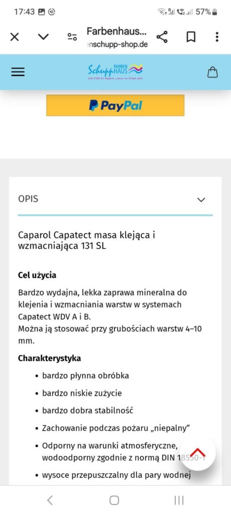 Caparol masa klejąca i wzmacniająca 15kg