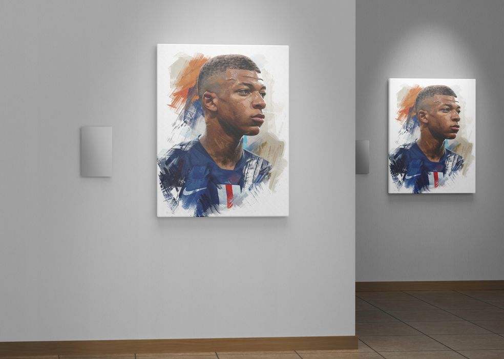 Nowoczesny Portret Kylian Mbappé na Płótnie 60x80 cm