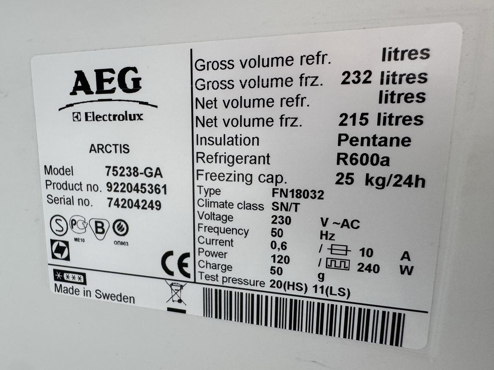 Zamrażarka Aeg elektrlux  No frost