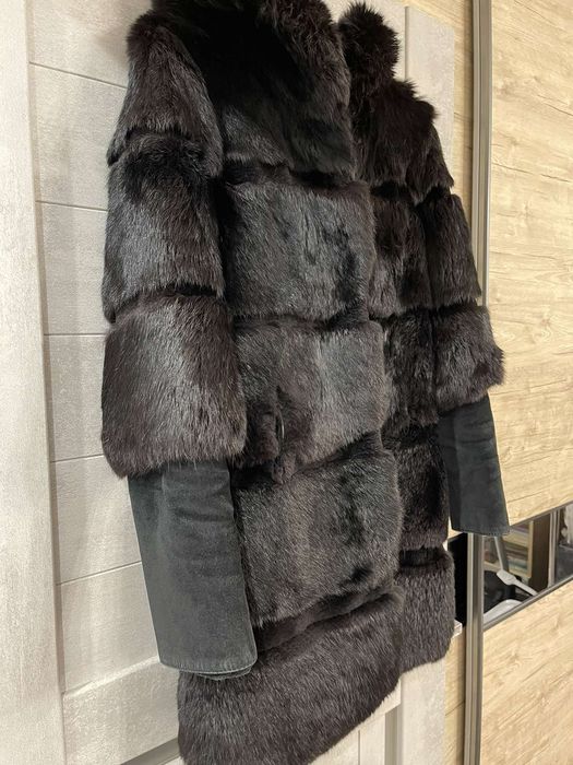 Шуба з кролика та замшу
