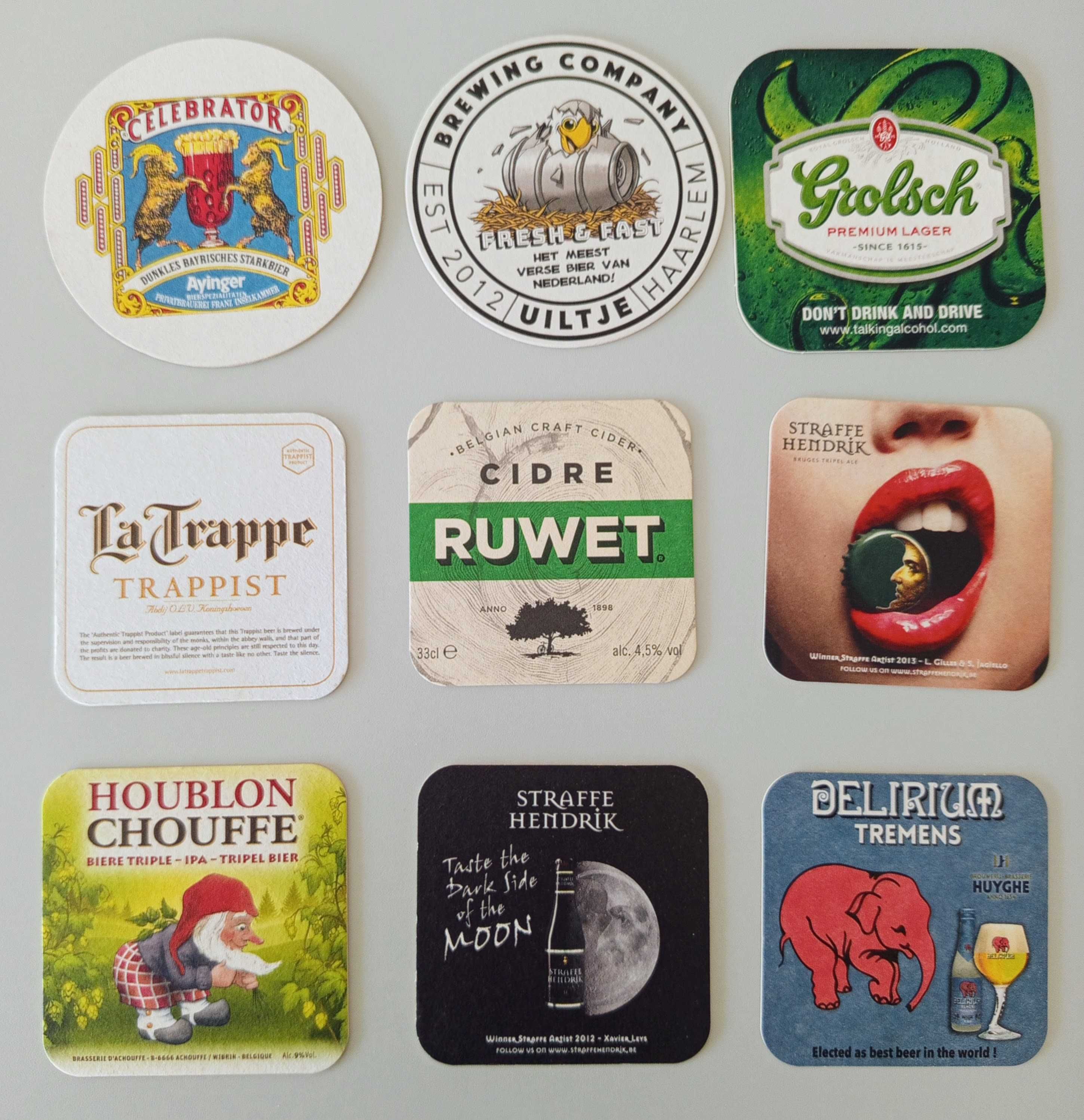 Bases para copos de cerveja