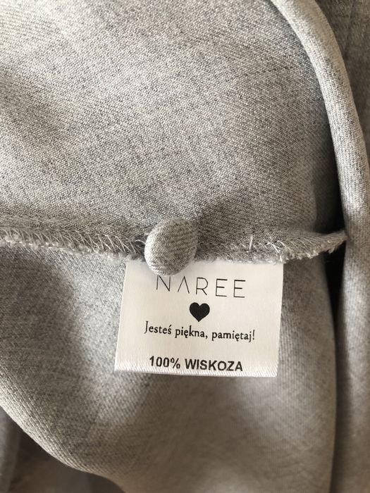 Piękna kobieca sukienka szara midi Grace Gray 100% wiskoza S Naree