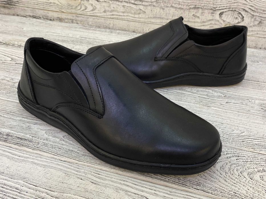 Чоловічі шкіряні туфлі на резинки без шнурка розміри 39 – 46 Гарантія!