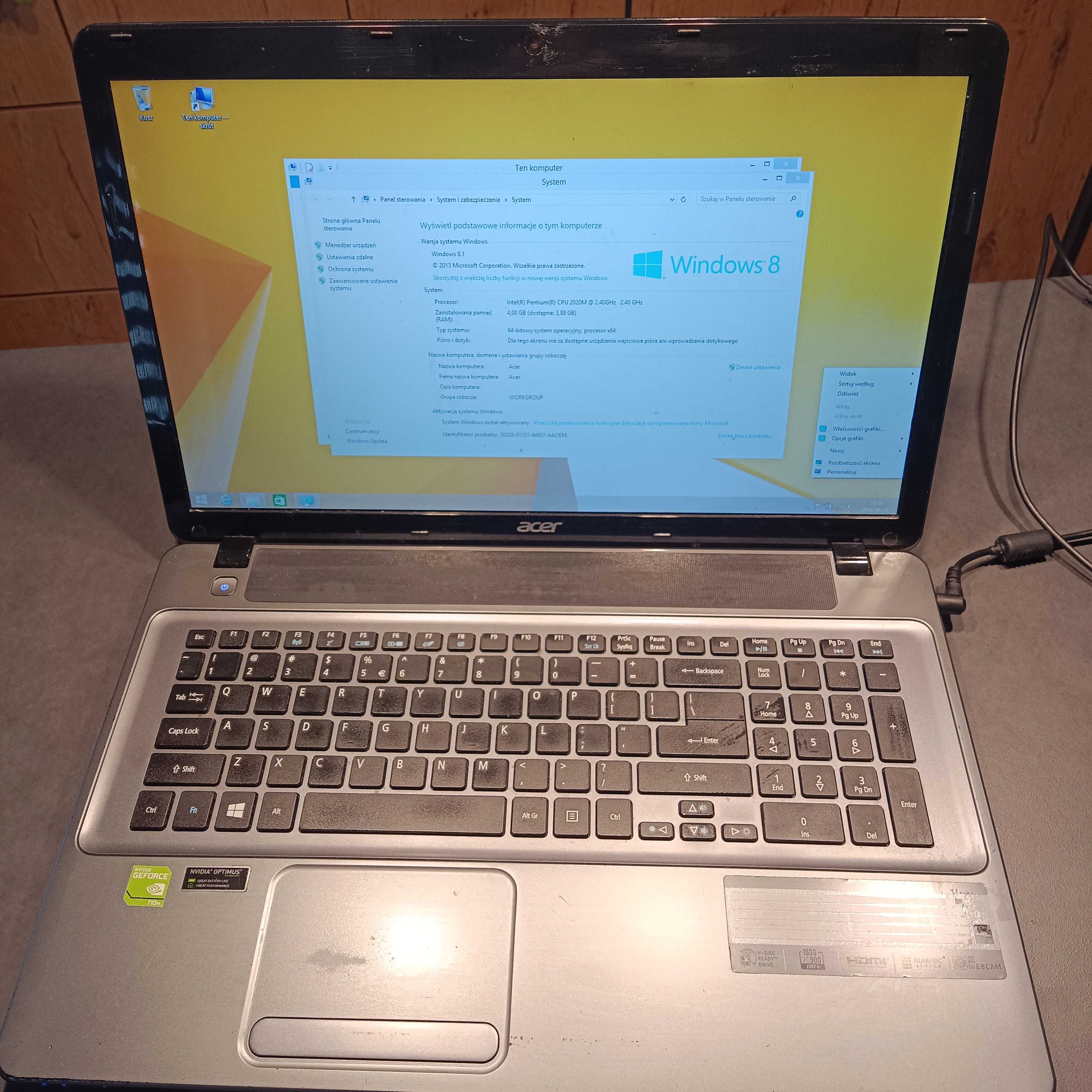 Laptop Acer 4GB RAM dysk 464GB