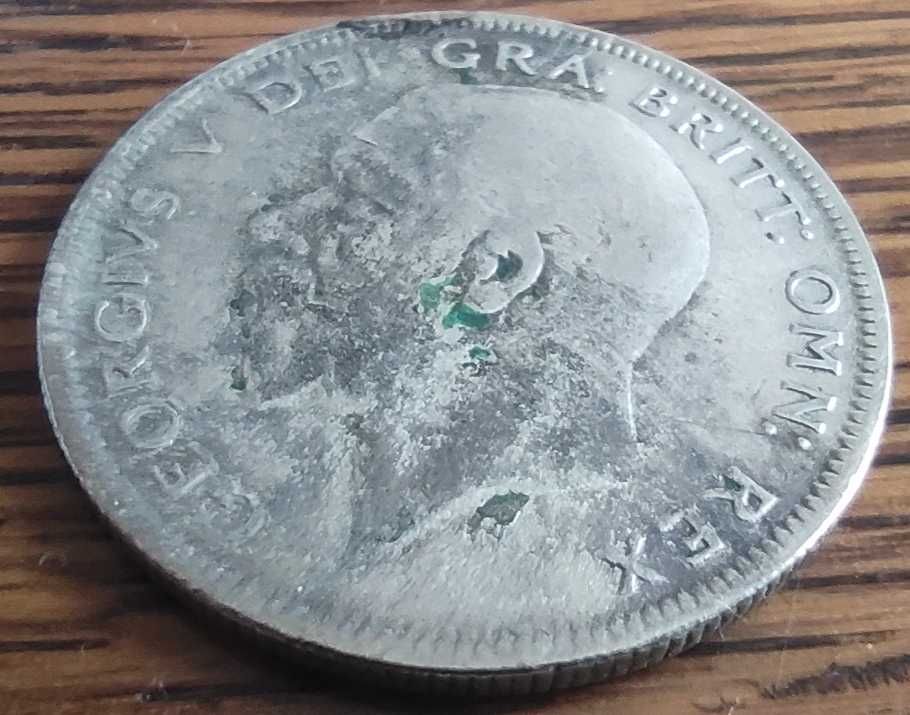 Moneta srebrna Anglia half crown pół korony 1929 srebro ag