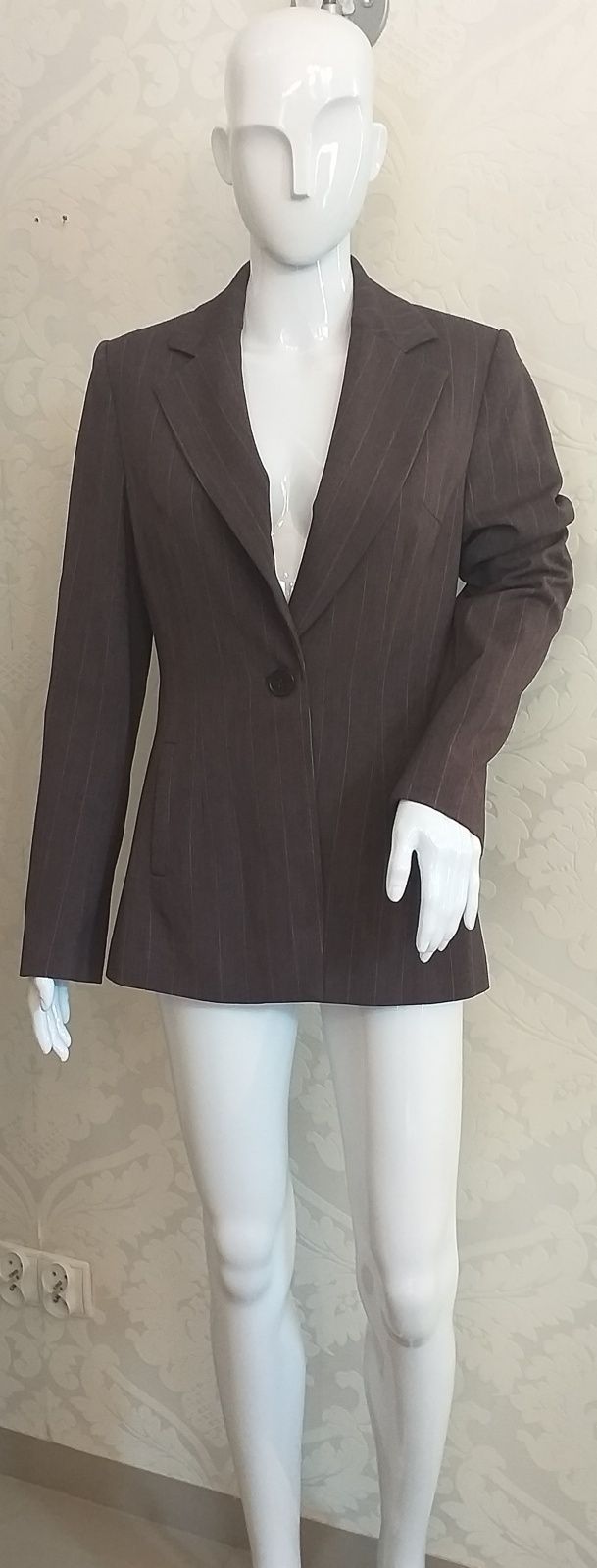 Marynarka klasyczna damska H&M brąz prążki rozm.38