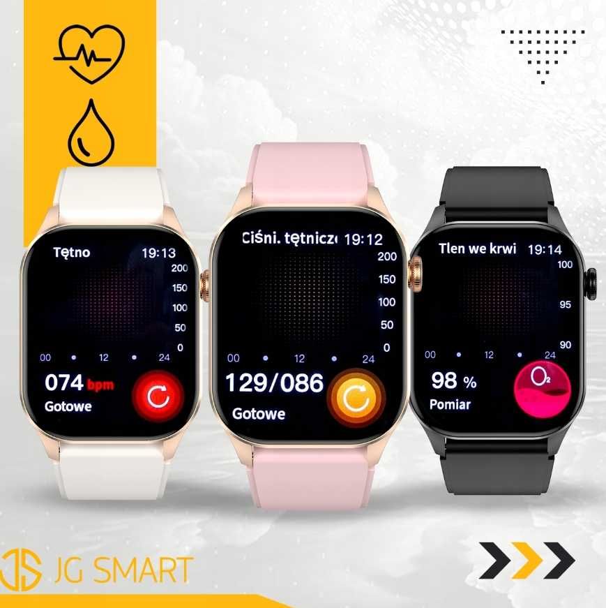 Smartwatch Damski Zegarek Pomiar Glukozy Ciśnienie Rozmowy 2 paski PL