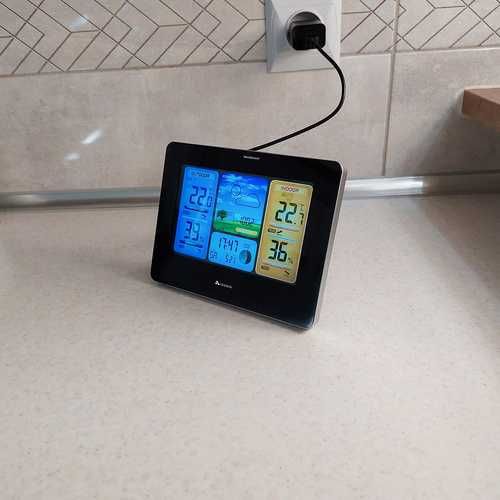 Bezprzewodowa Stacja Pogody LCD Czujnik Barometr Wilgotność Zegar Temp