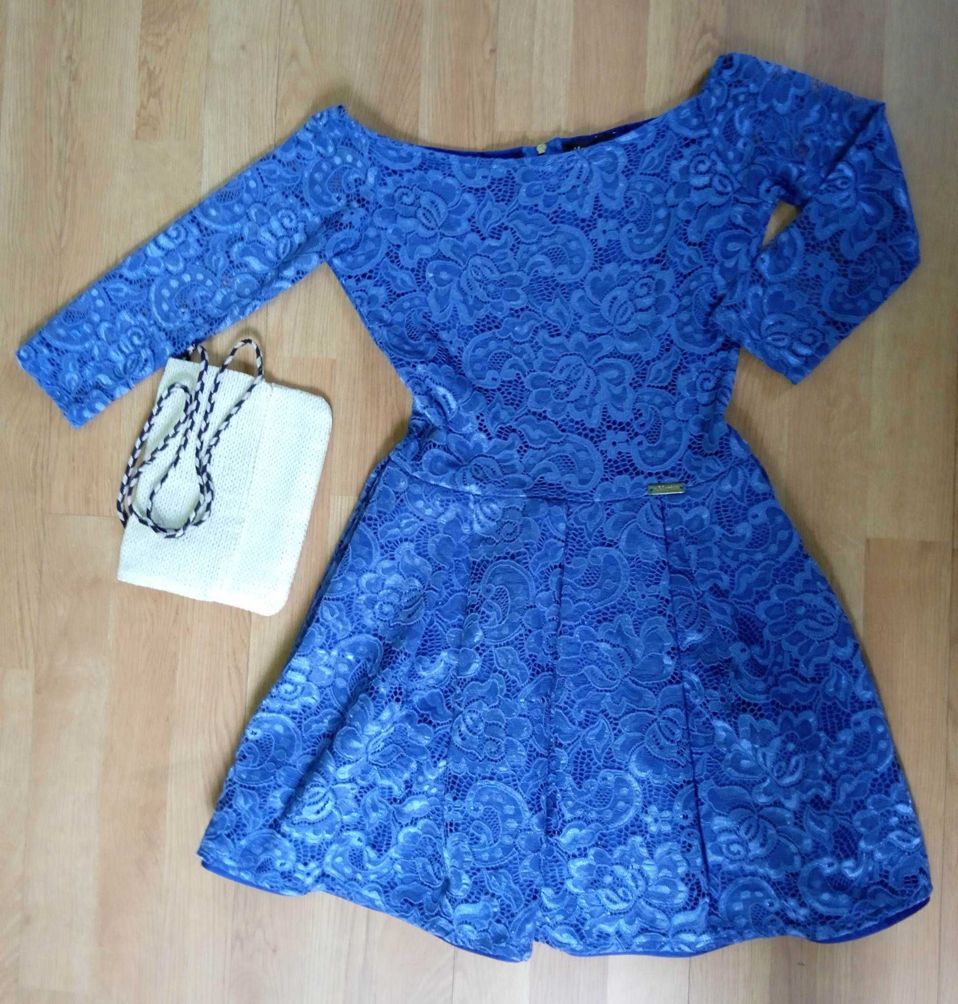 Sukienka s.Moriss rozkloszowana XS (34) niebieska