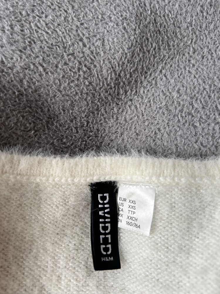Puszysty kardigan biały top sweterek H&M