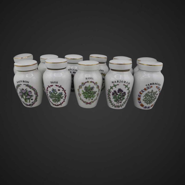 Pojemniki na przyprawy w stylu botanica 19 szt  1985r b5/120660