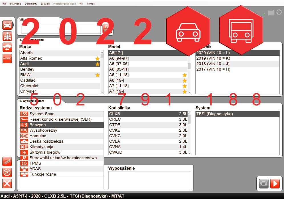 Polski program diagnostyczny do interfejsów testerów multidiag pro +