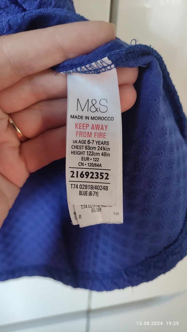 Chabrowa sukienka M&S r 116 122 kołnierzyk