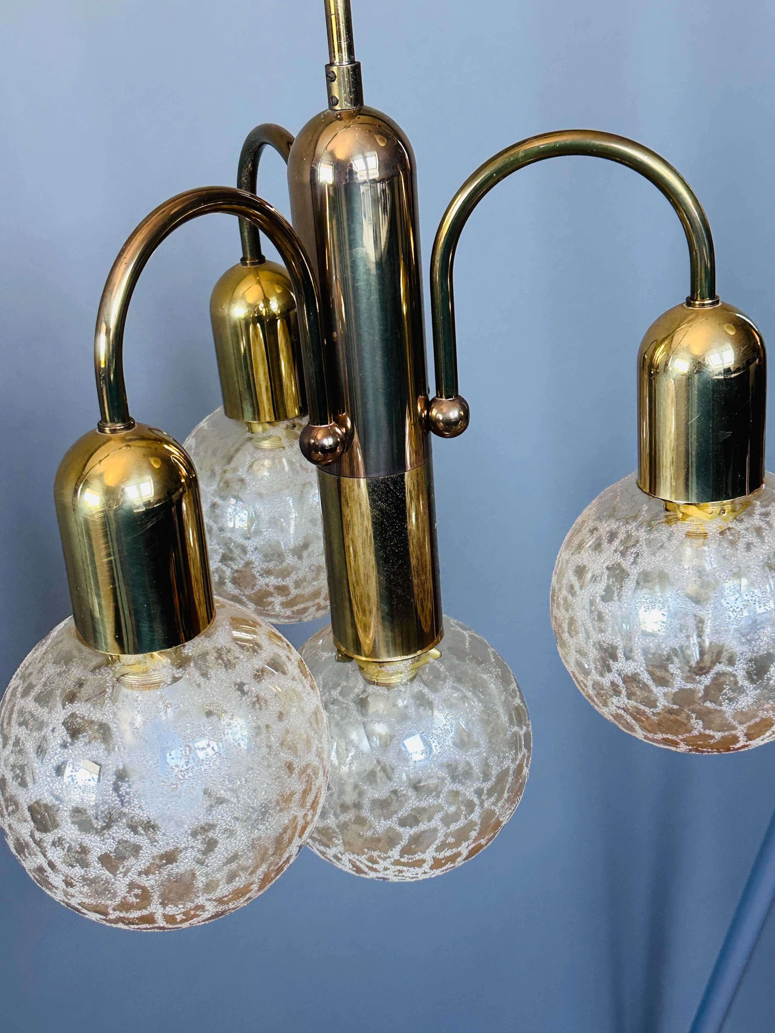 Solken Leuchten 4 puntktowy żyrandol Vintage glamour, Niemcy lata 70