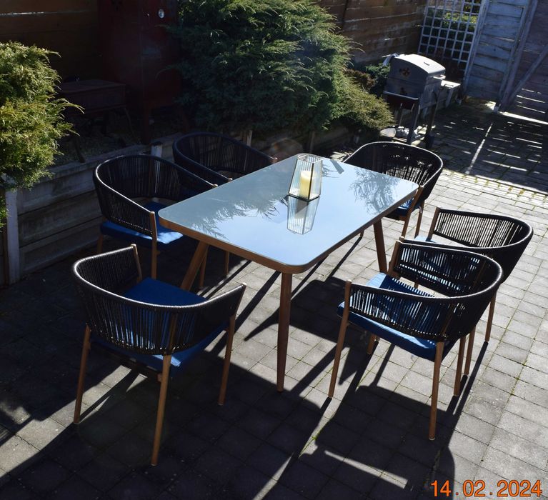 zestaw ogrodowy 6+1 technoratan obiadowy stół krzesła promocja