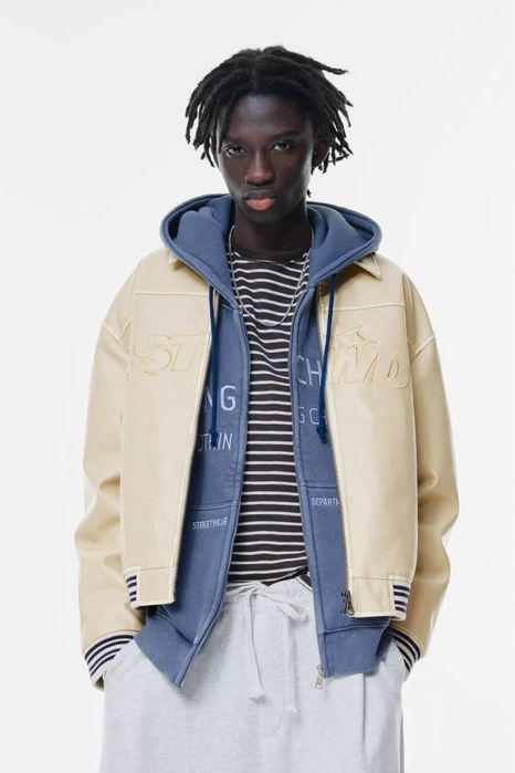 Куртка зі штучної шкіри з вишитим логотипом STWD s l