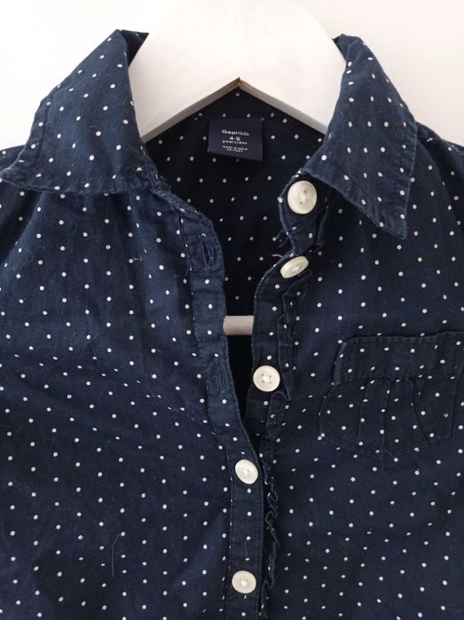 GAP Koszula dla dziewczynki granatowa w białe kropki