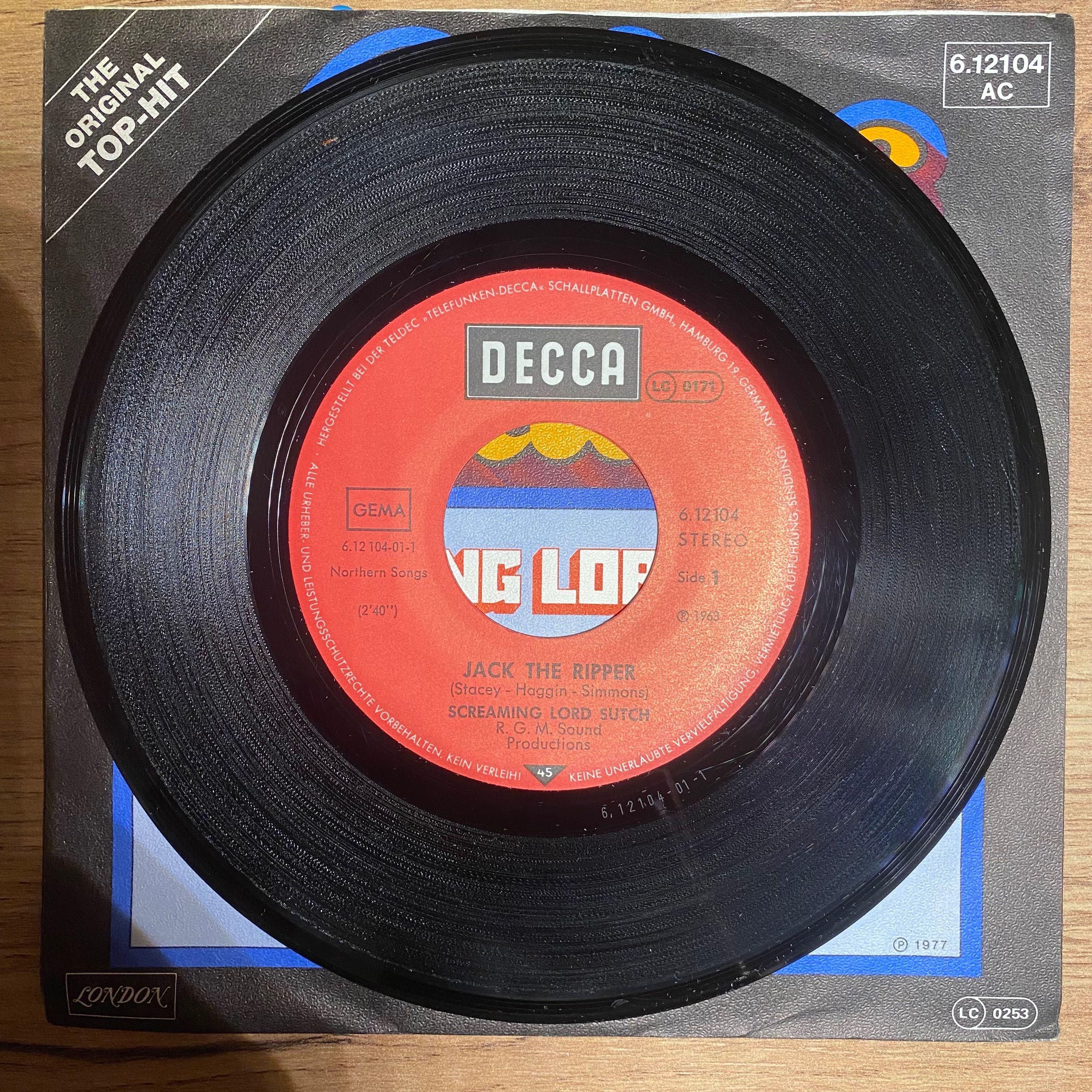 Screaming Lord Sutch - Płyta winylowa 7" - 1970