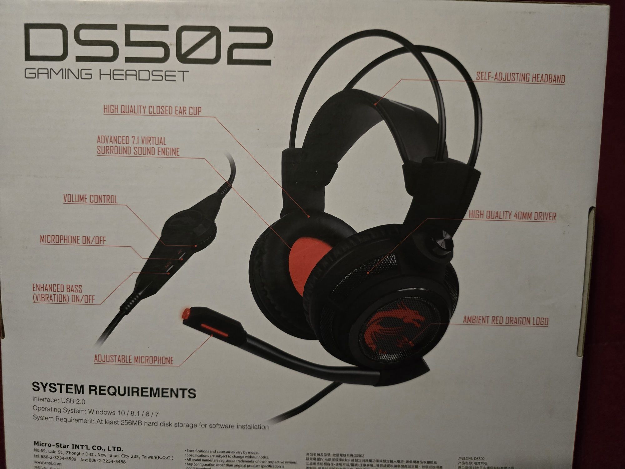 Headphones / Headset Gaming Msi 7.1 Surround para computador