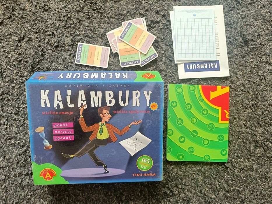 Kalambury gra rodzinna, pudełko lekko popisane w środku