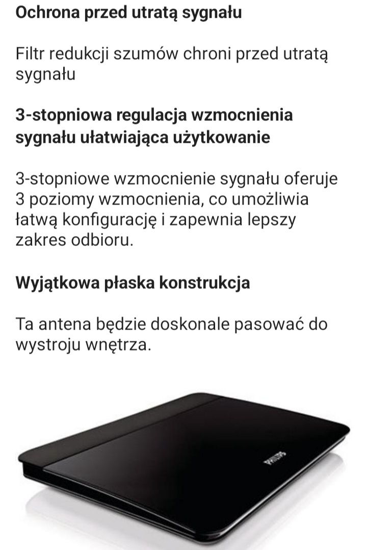 Cyfrowa wewnętrzna antena telewizyjna Philips