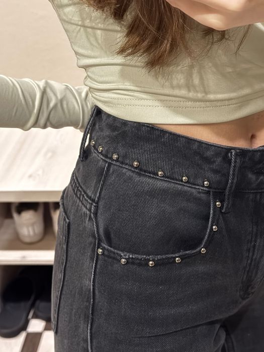 Прямі джинси графітні