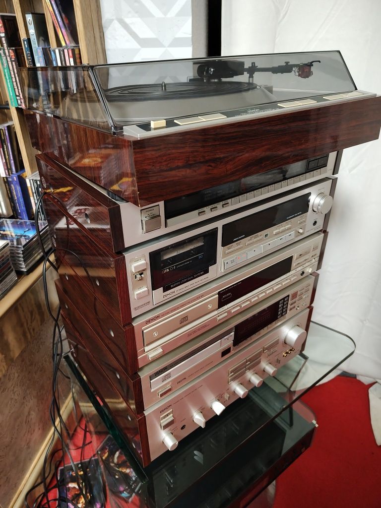 Wieża 4 elementów denon gramofon wzmacniacz magnetofon radio CD